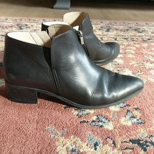 Clark low black leather booties